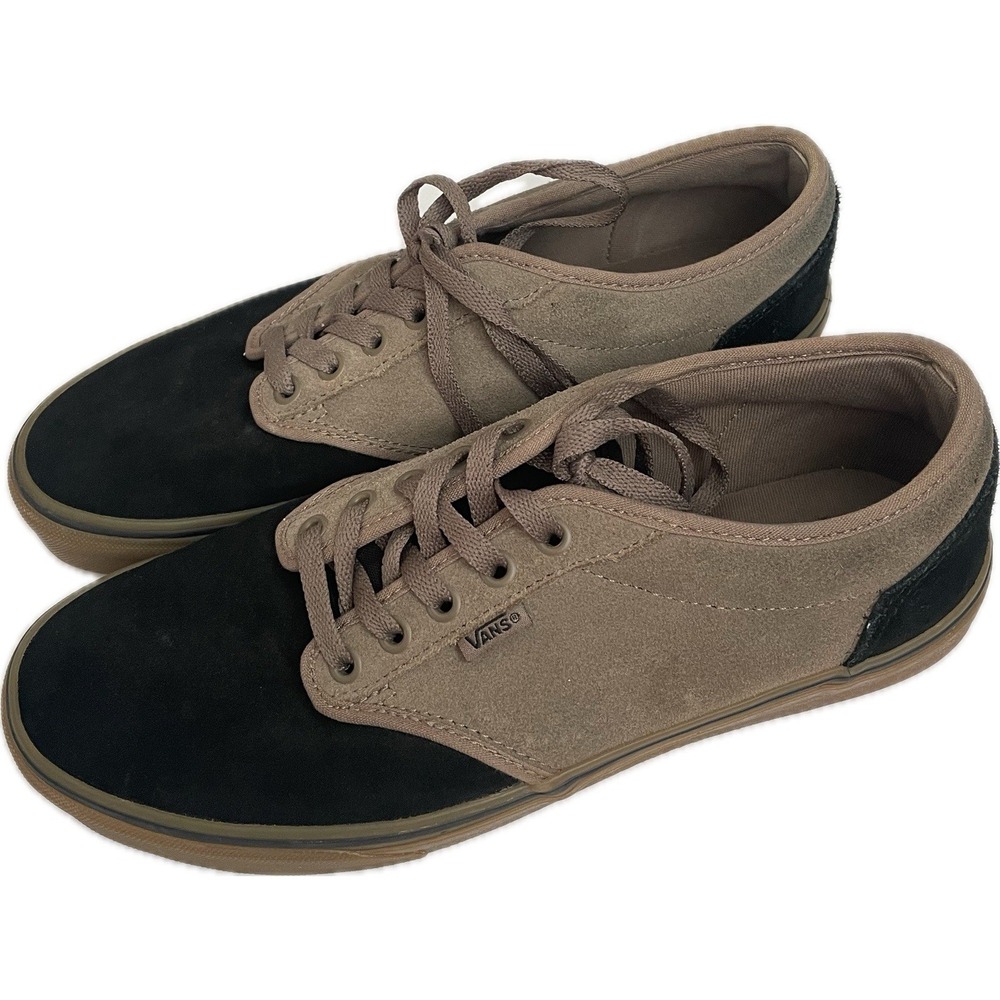 Vans Atwood Skateboard Sneakers Men's Black Brown Suede Lace-Up Low Top - 9